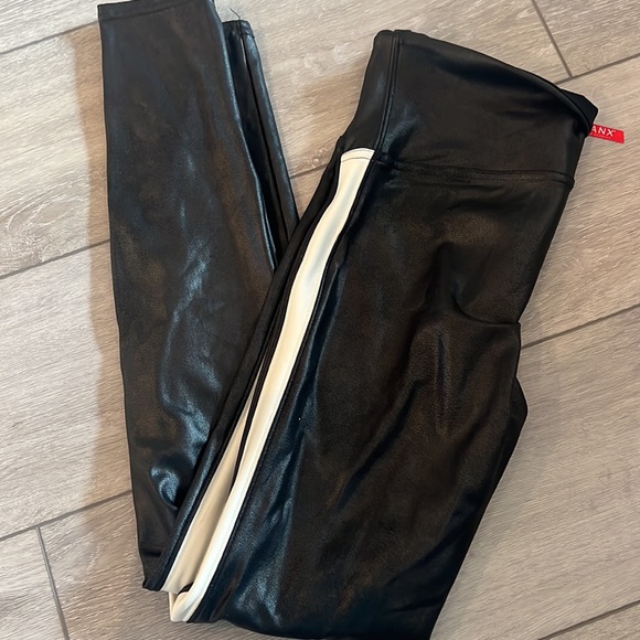 Spanx faux leather black and white stripe leggings - Picture 8 of 8